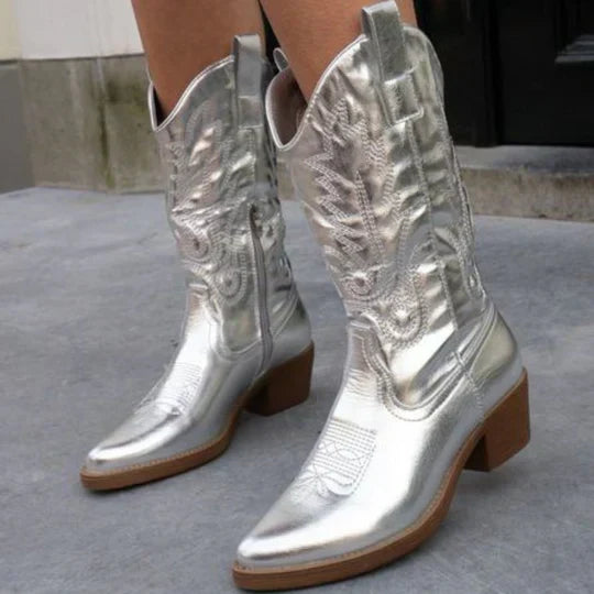 Eveloria Damen Cowboystiefel Hohe Qualität Leder