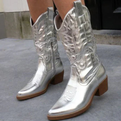 Eveloria Damen Cowboystiefel Hohe Qualität Leder