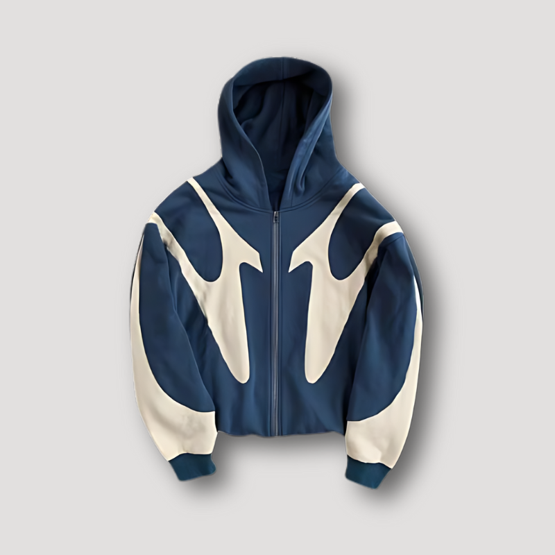 Herren Hoodie Flammenmuster Reißverschluss