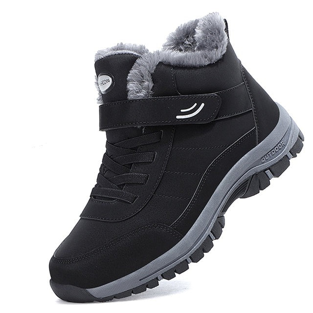 Herren Winterstiefel Gepolstert Profilsohle Warm Schwarz - Eveloria