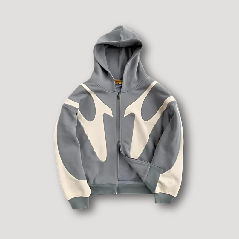 Herren Hoodie Flammenmuster Reißverschluss