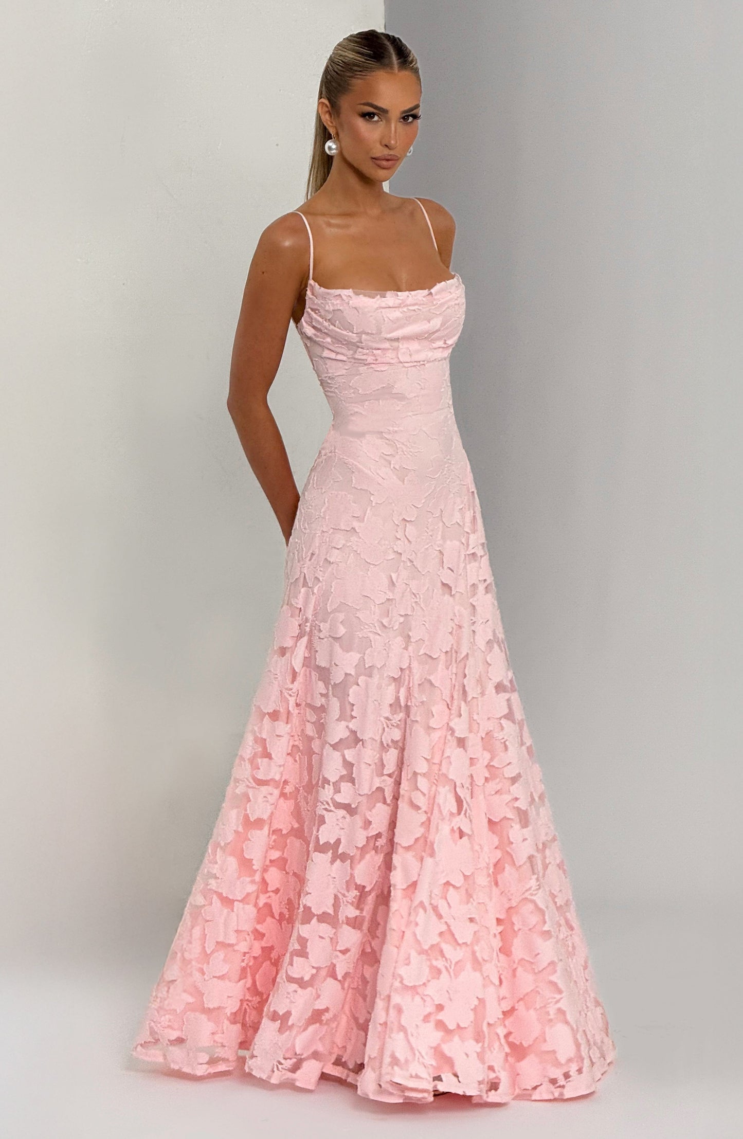 Damen Maxi Kleid Spaghettiträger Hochzeitsgast