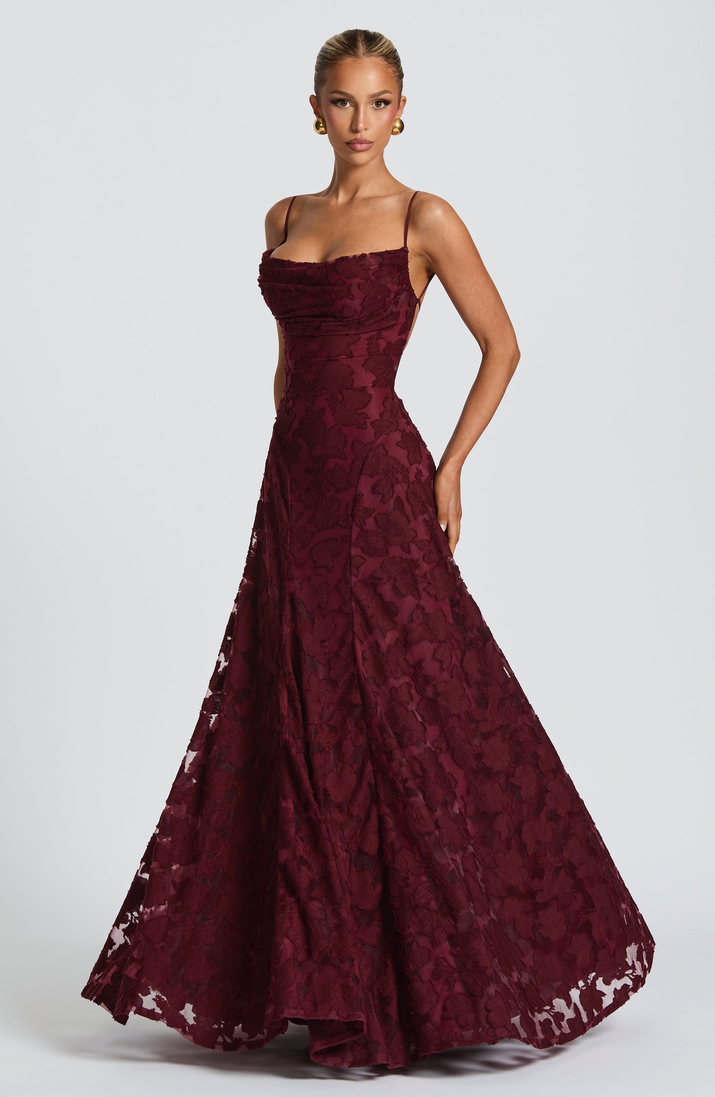 Damen Maxi Kleid Spaghettiträger Hochzeitsgast