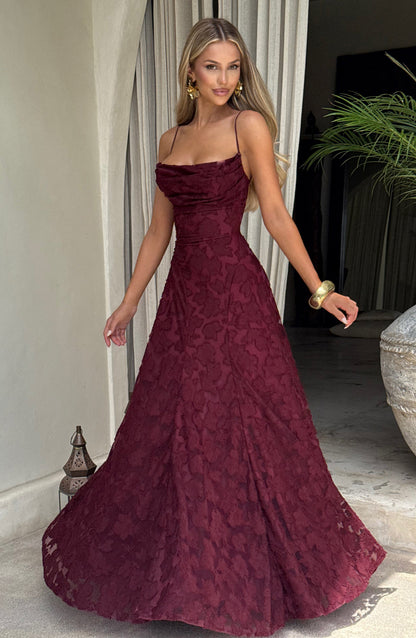 Damen Maxi Kleid Spaghettiträger Hochzeitsgast