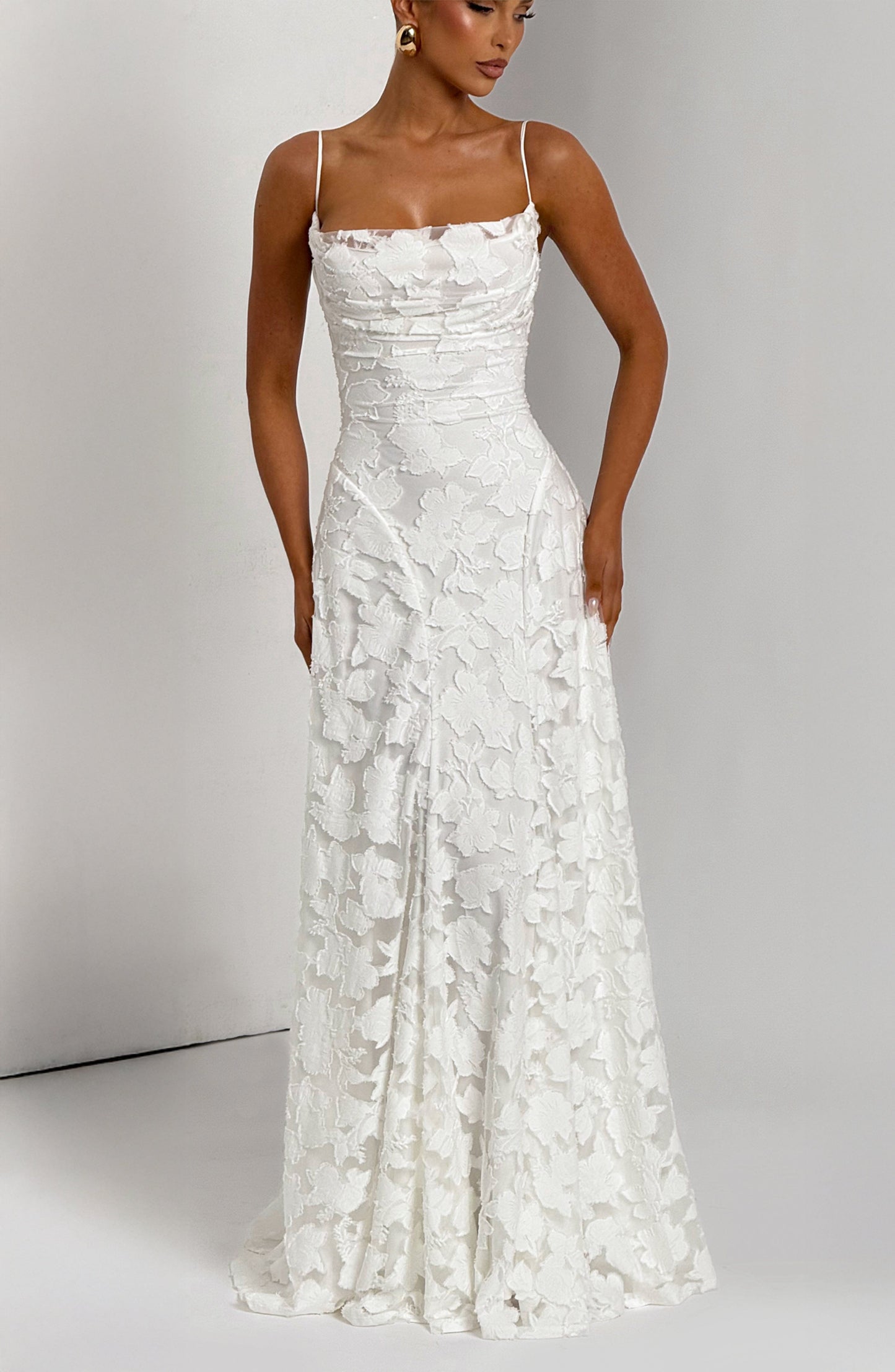 Damen Maxi Kleid Spaghettiträger Hochzeitsgast