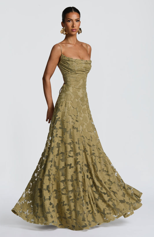 Damen Maxi Kleid Spaghettiträger Hochzeitsgast - Eveloria