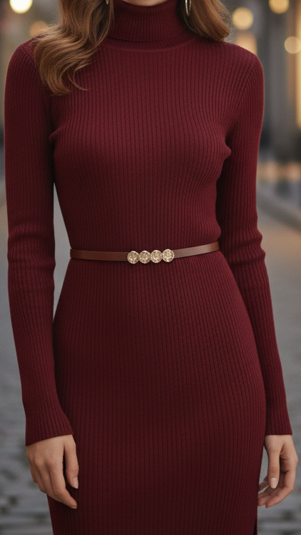 Damen Winter-Midikleid Langärmlig