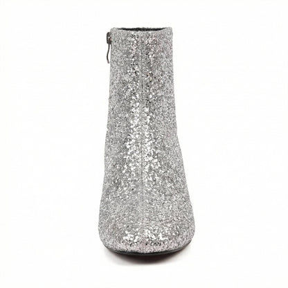 Eveloria Damen Ankle Boots Glitzernd Blockabsatz