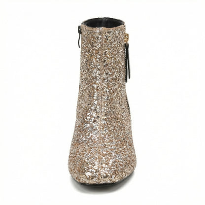 Eveloria Damen Ankle Boots Glitzernd Blockabsatz