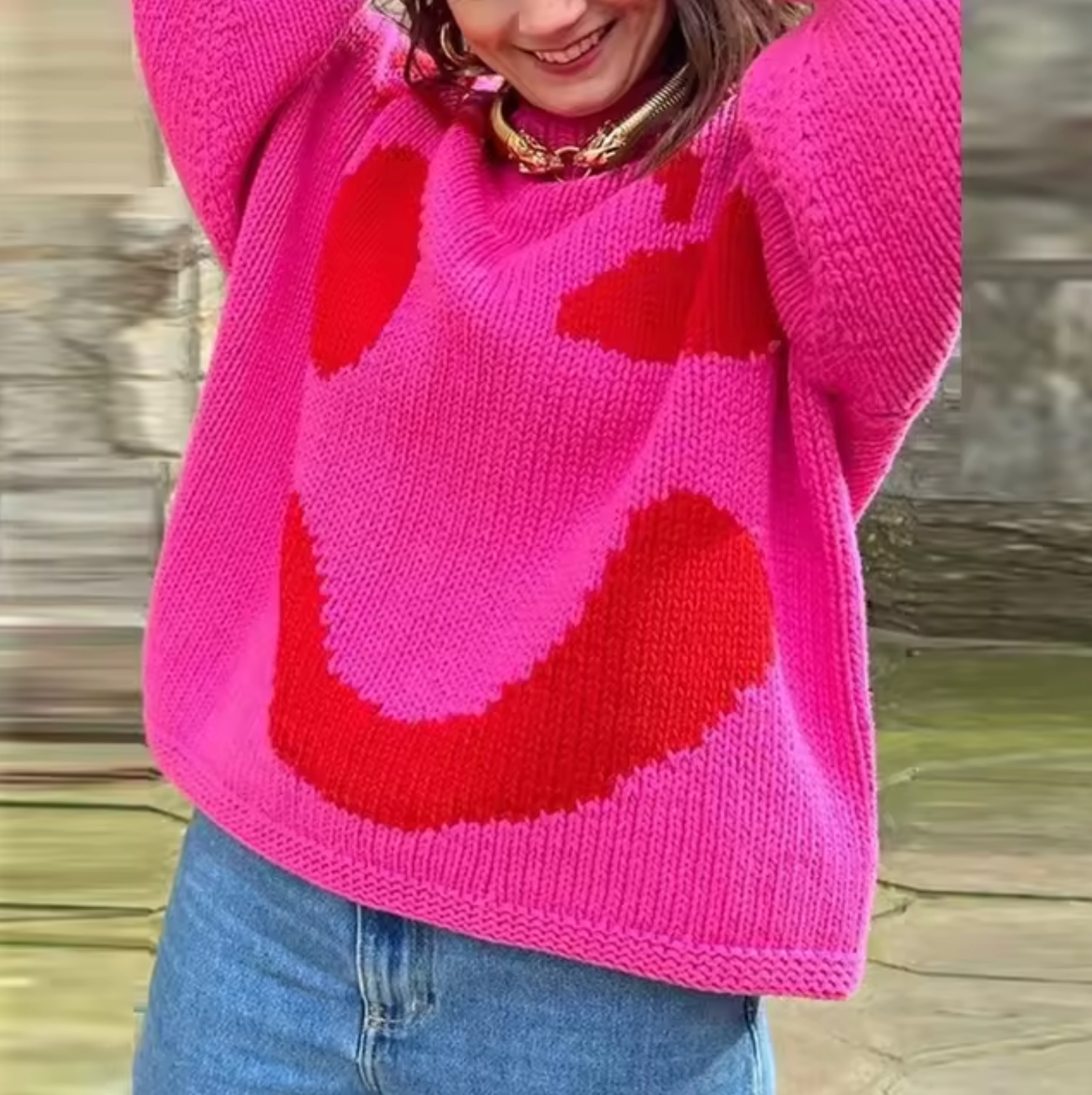 Eveloria Damen Übergroßer Strickpullover Baumwolle - Eveloria
