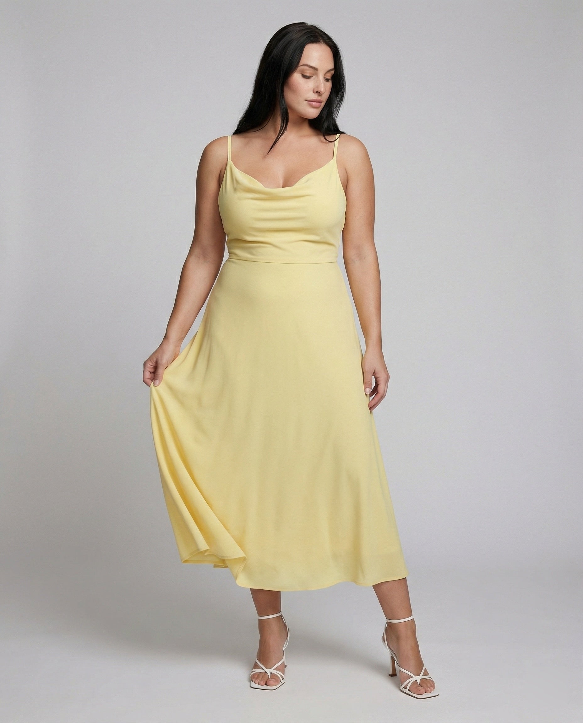 Eveloria Damen Kleid Lang Drapiert Mit Einem Eingebauten Bh - Eveloria