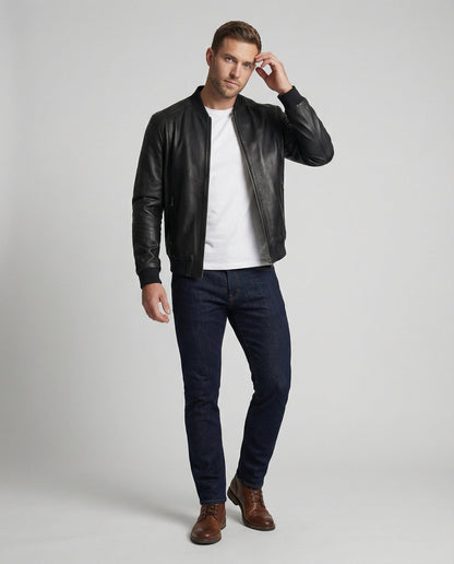 Herren Leder-Bomberjacke