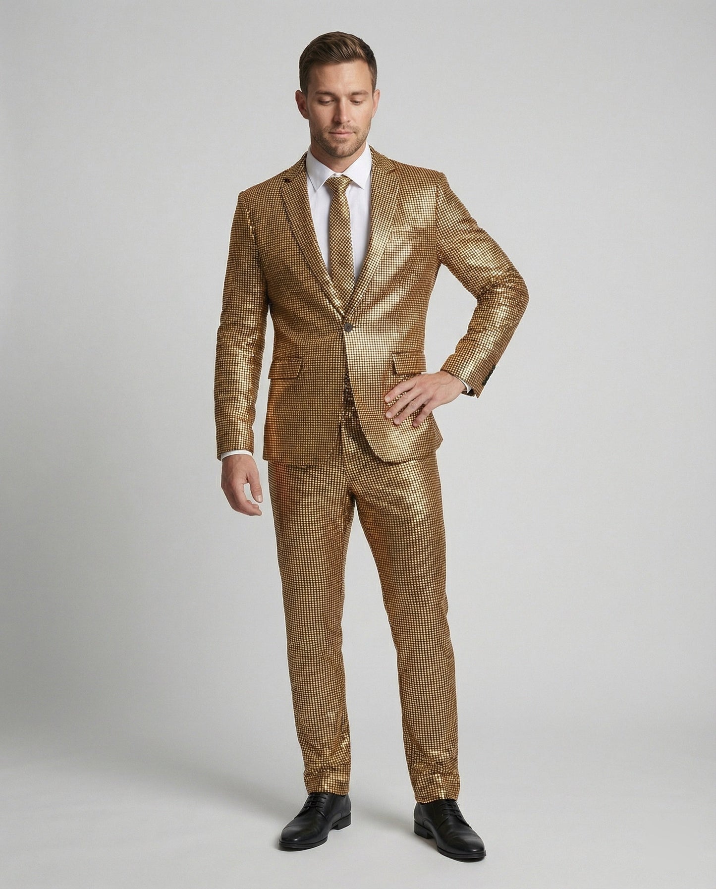 Herren Abendanzug Slim Fit Glanzmuster