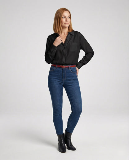 Damen Bluse Spitze Akzent Weiss