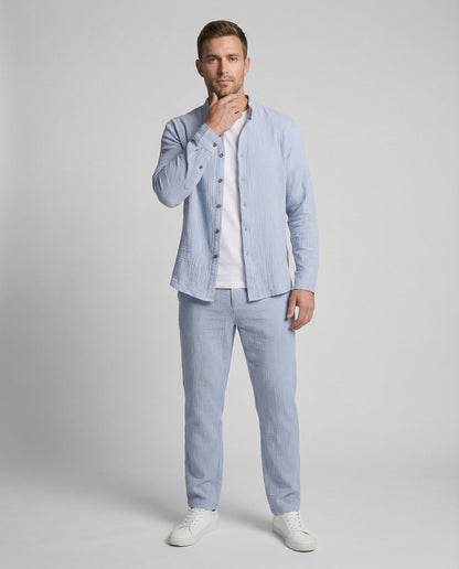 Herren Zweiteiler Leichtes Leinen Beige - Eveloria