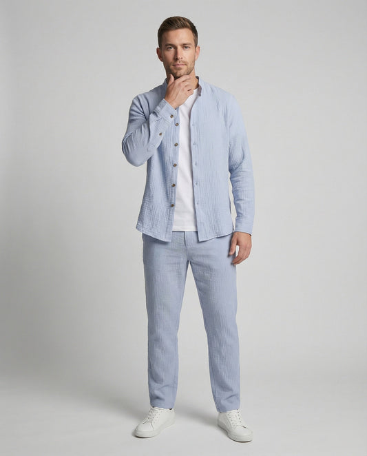 Herren Zweiteiler Leichtes Leinen Beige - Eveloria