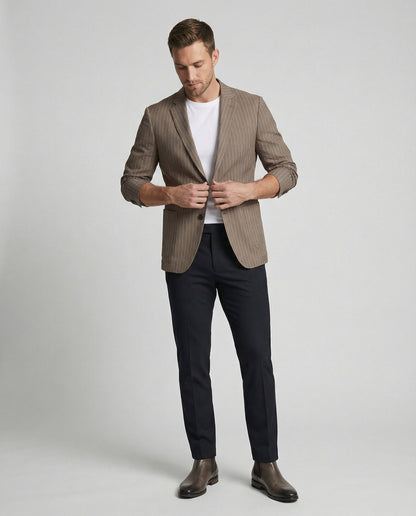 Herren Slim-Fit Sakko Nadelstreifen Sommer