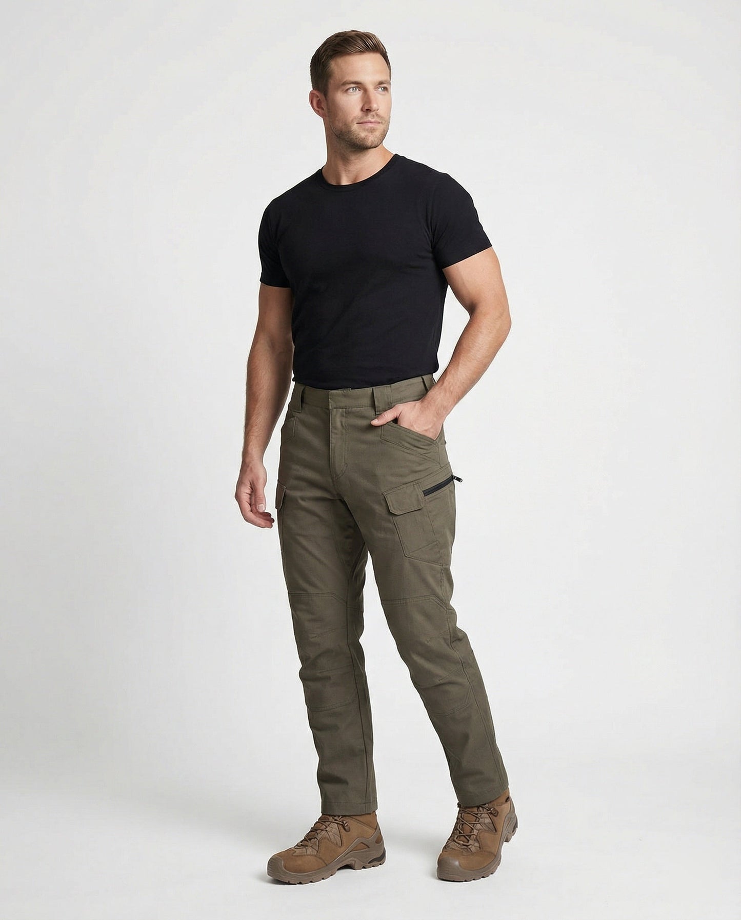 Damen Trekkinghose Funktionstaschen Beige