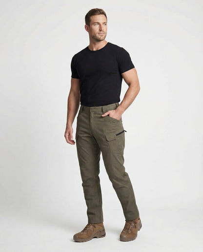 Damen Trekkinghose Funktionstaschen Beige
