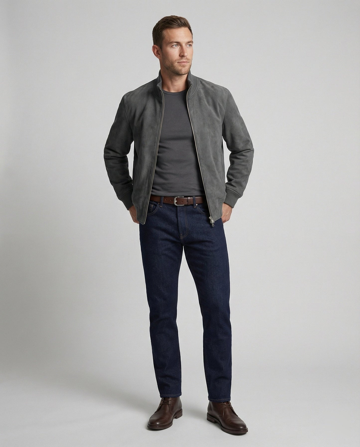Herren Bomberjacke Lederoptik