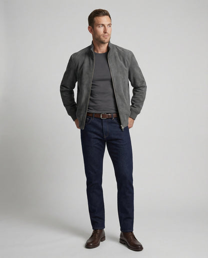 Herren Bomberjacke Lederoptik