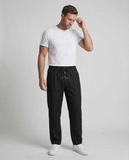 Herren Leinenhose Atmungsaktiv Leicht Beige - Eveloria