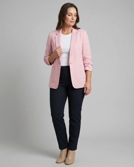 Damen Blazer Lang Leder Schwarz - Eveloria
