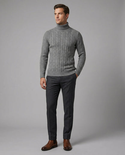 Herren Rollkragenpullover Rippmuster