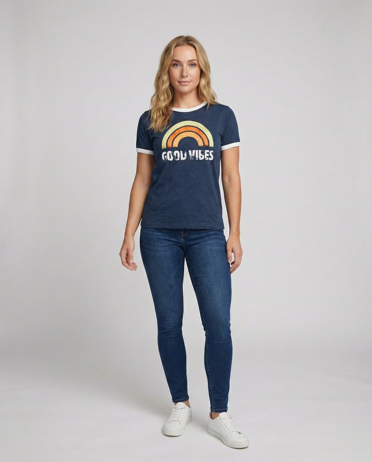 Eveloria Damen Good Vibes T-Shirt Positivität