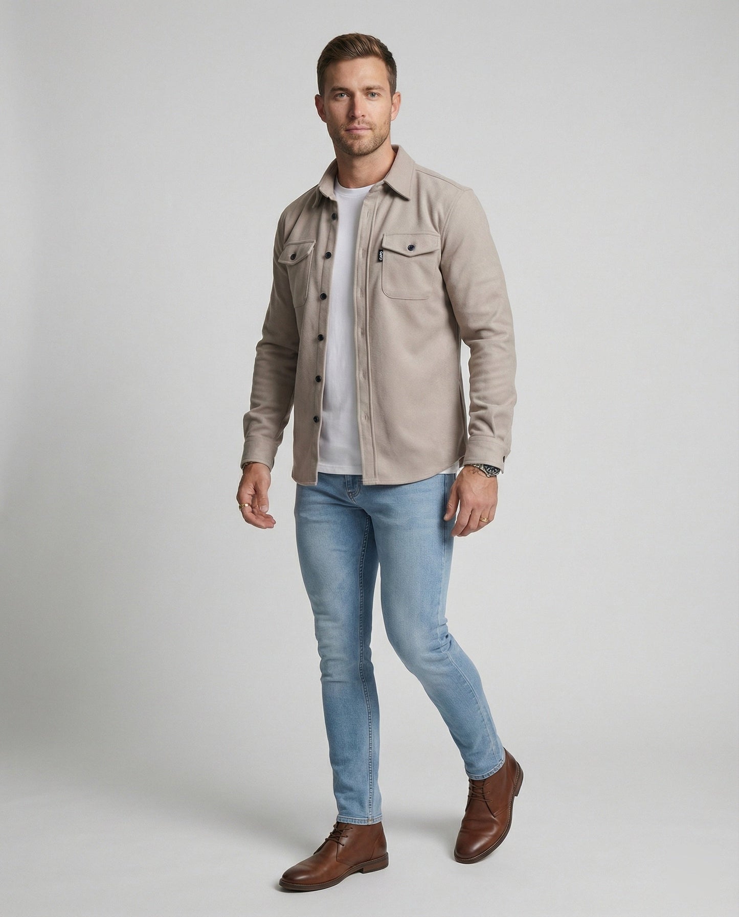 Herren Herbsthemd Baumwolle Braun