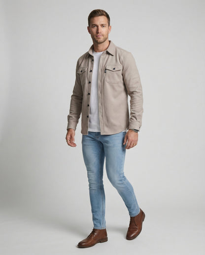 Herren Herbsthemd Baumwolle Braun