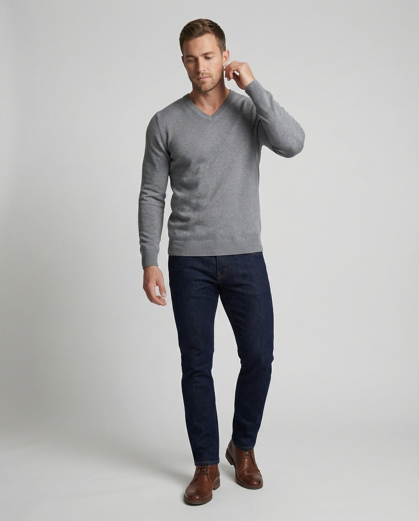 Herren Feinstrick Pullover V-Ausschnitt
