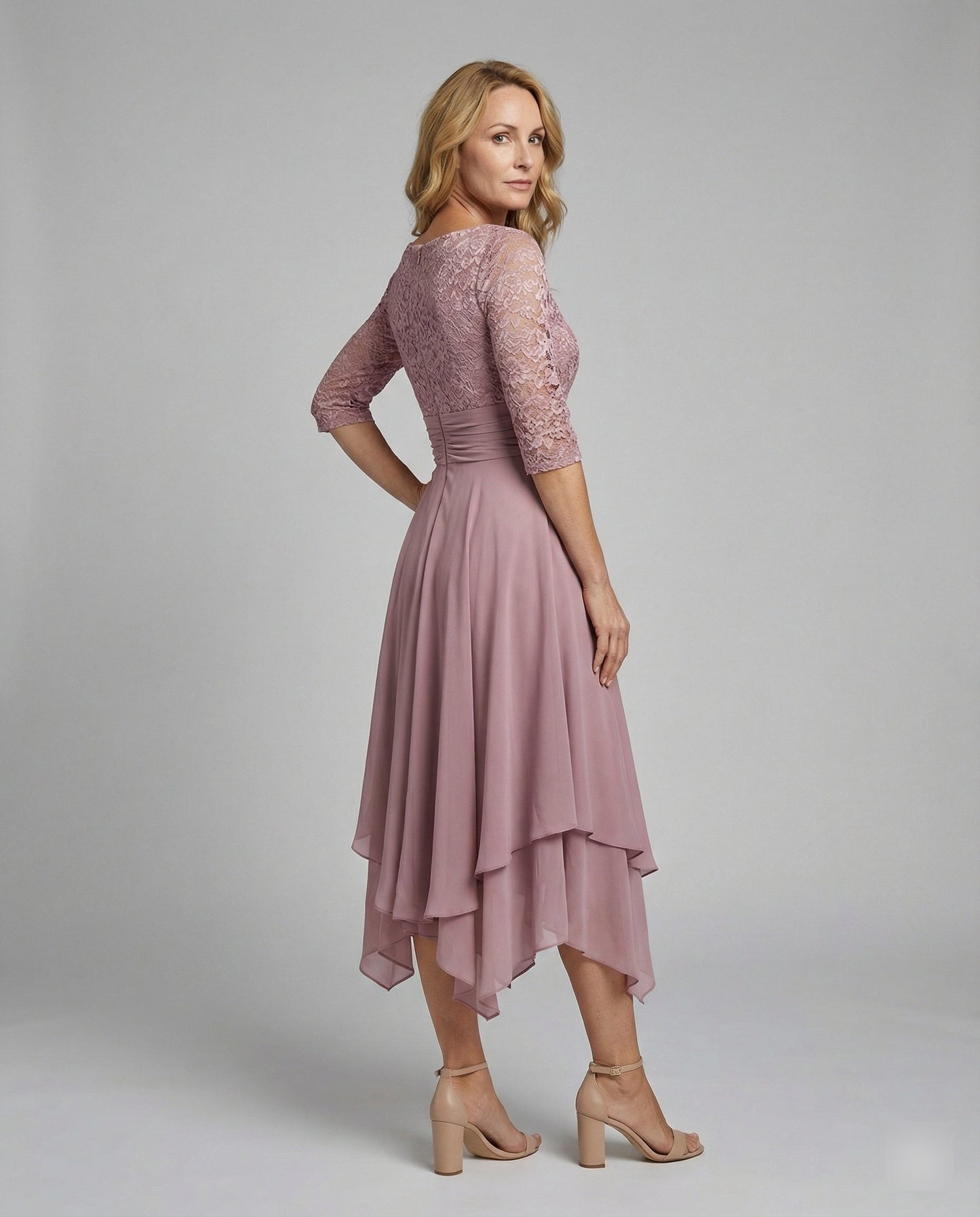 Damen Midi Abendkleid 3/4 Ärmel - Eveloria