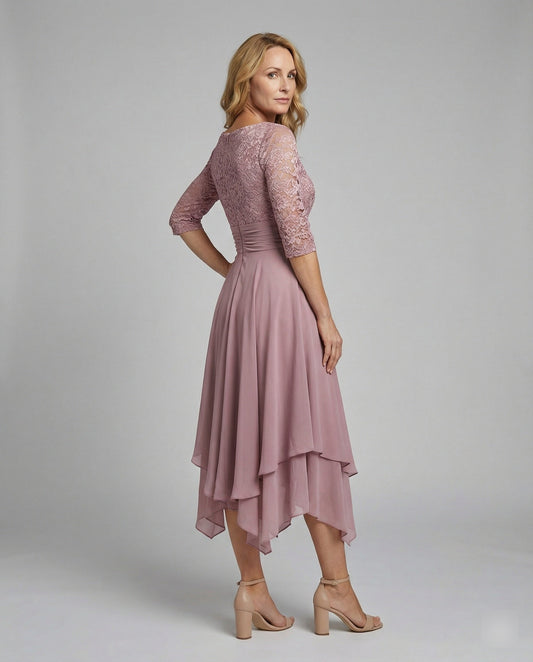 Damen Midi Abendkleid 3/4 Ärmel - Eveloria