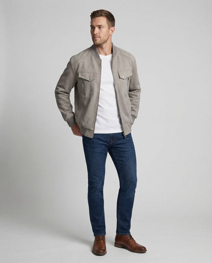 Herren Velour Bomberjacke Locker