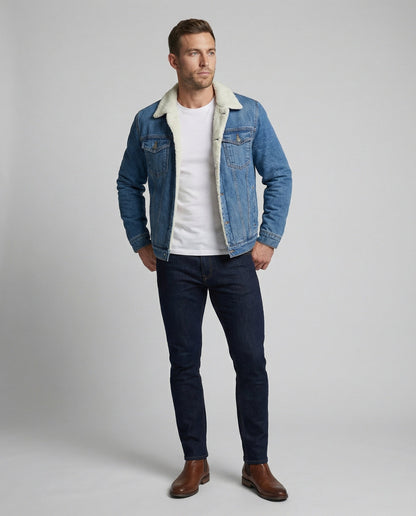 Warme Damen Denimjacke Winter Blau