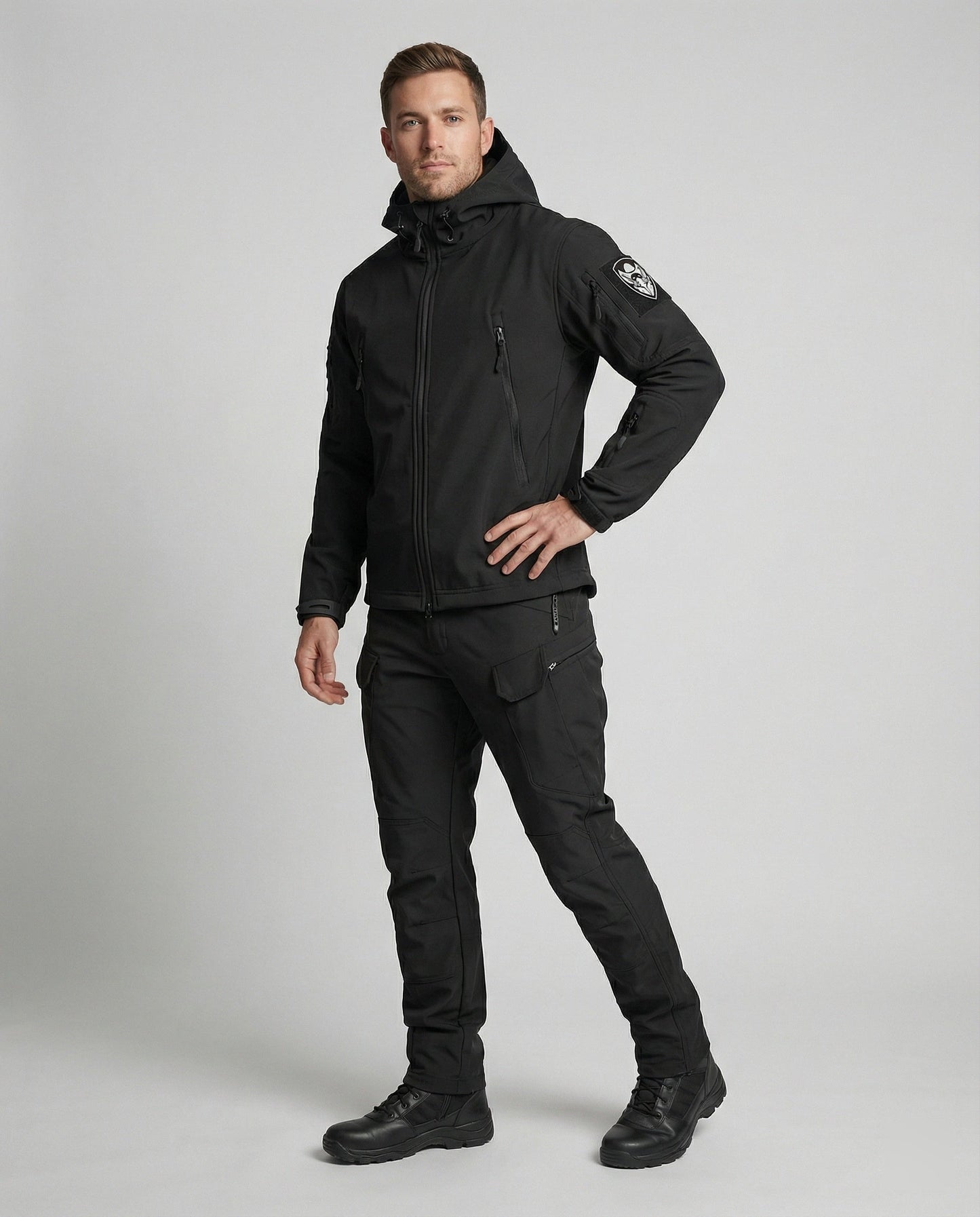Taktische Outdoor-Jacke und Hose Wasserdicht Schwarz - Eveloria