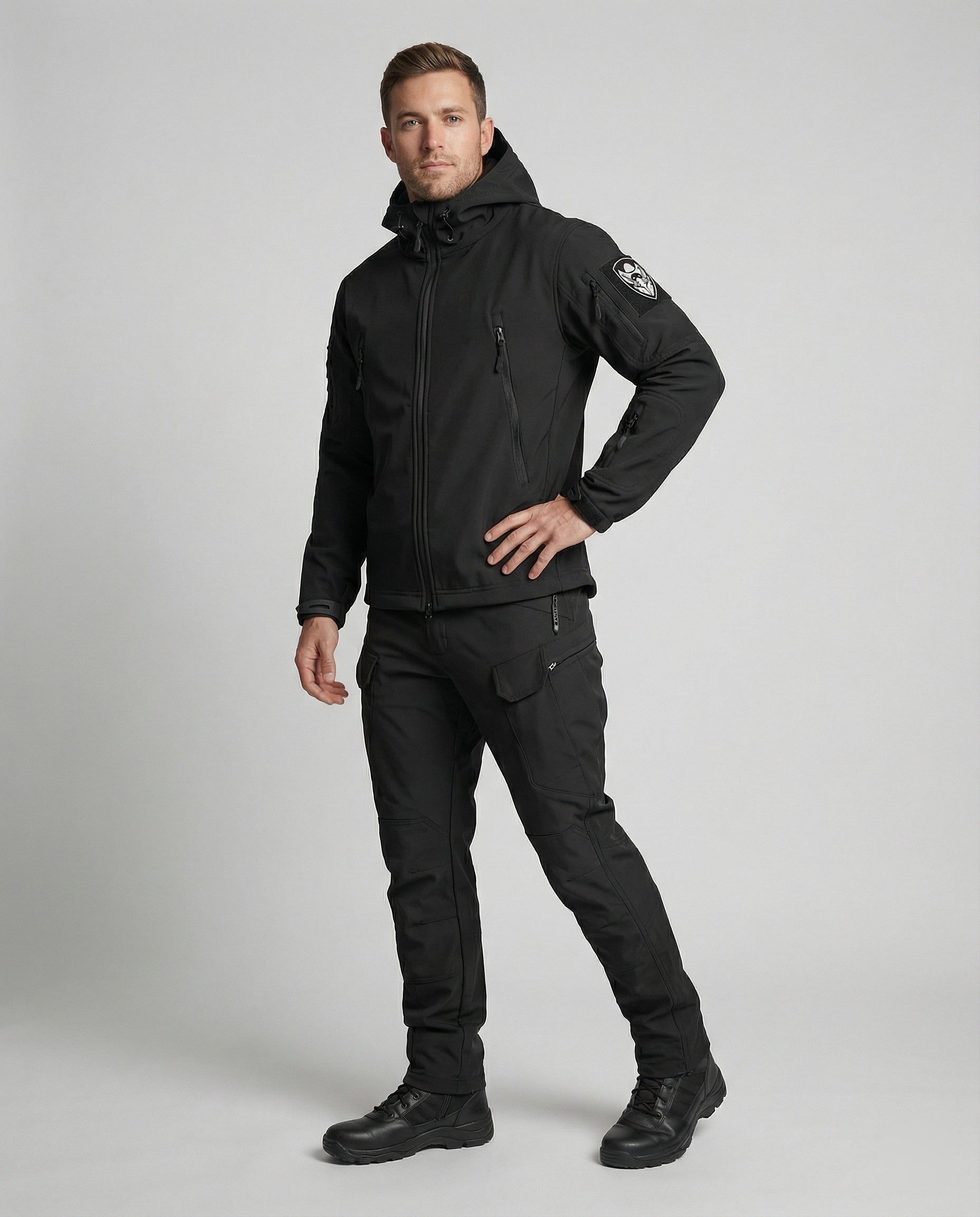 Taktische Outdoor-Jacke und Hose Wasserdicht Schwarz - Eveloria