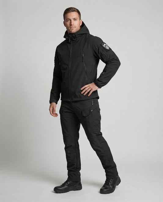 Taktische Outdoor-Jacke und Hose Wasserdicht Schwarz - Eveloria