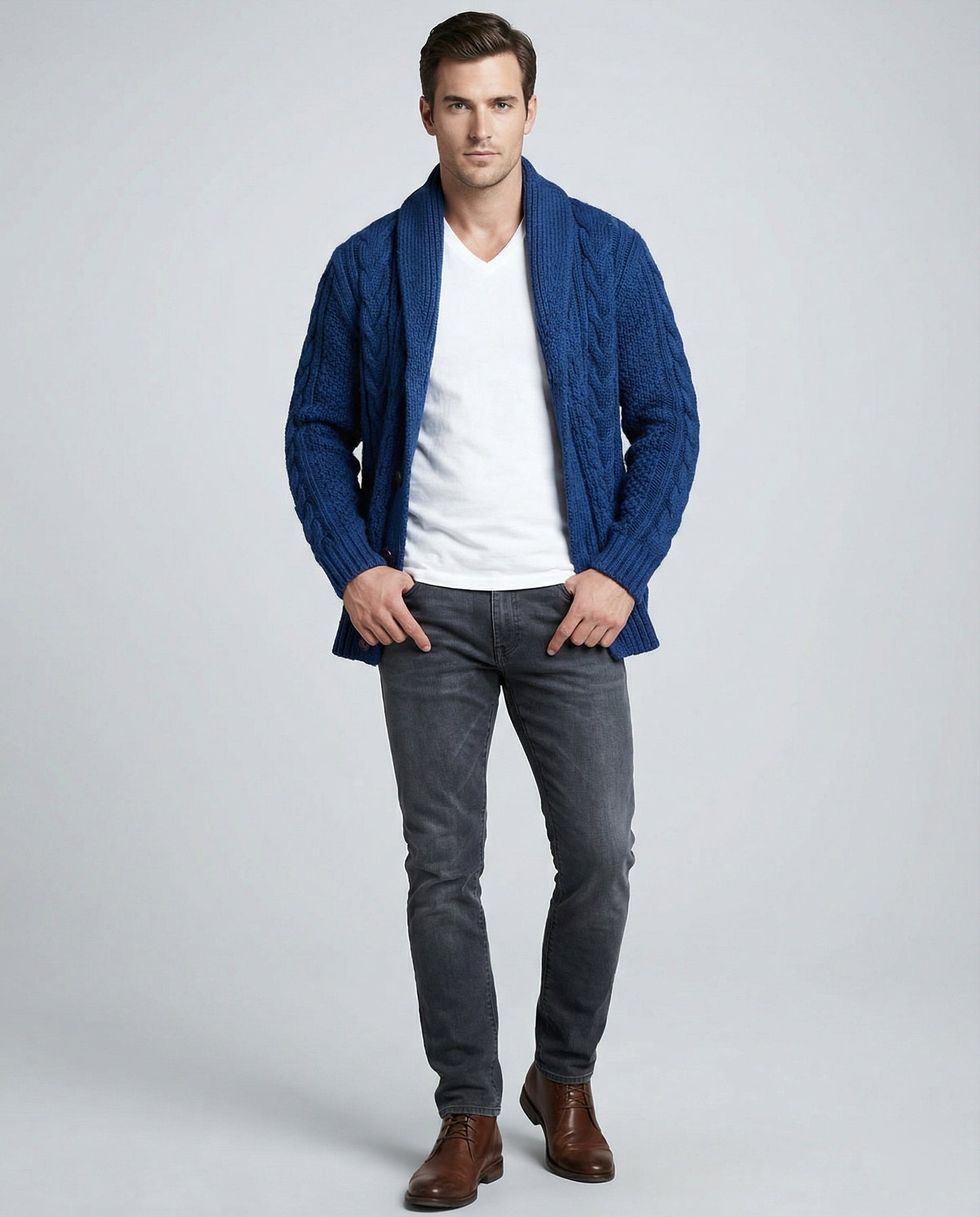 Damen Strickjacke Zopfmuster Warm