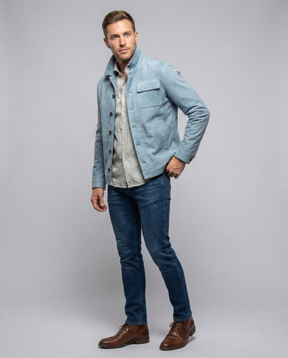 Herren Lederjacke Wildleder Praktischer Kragen