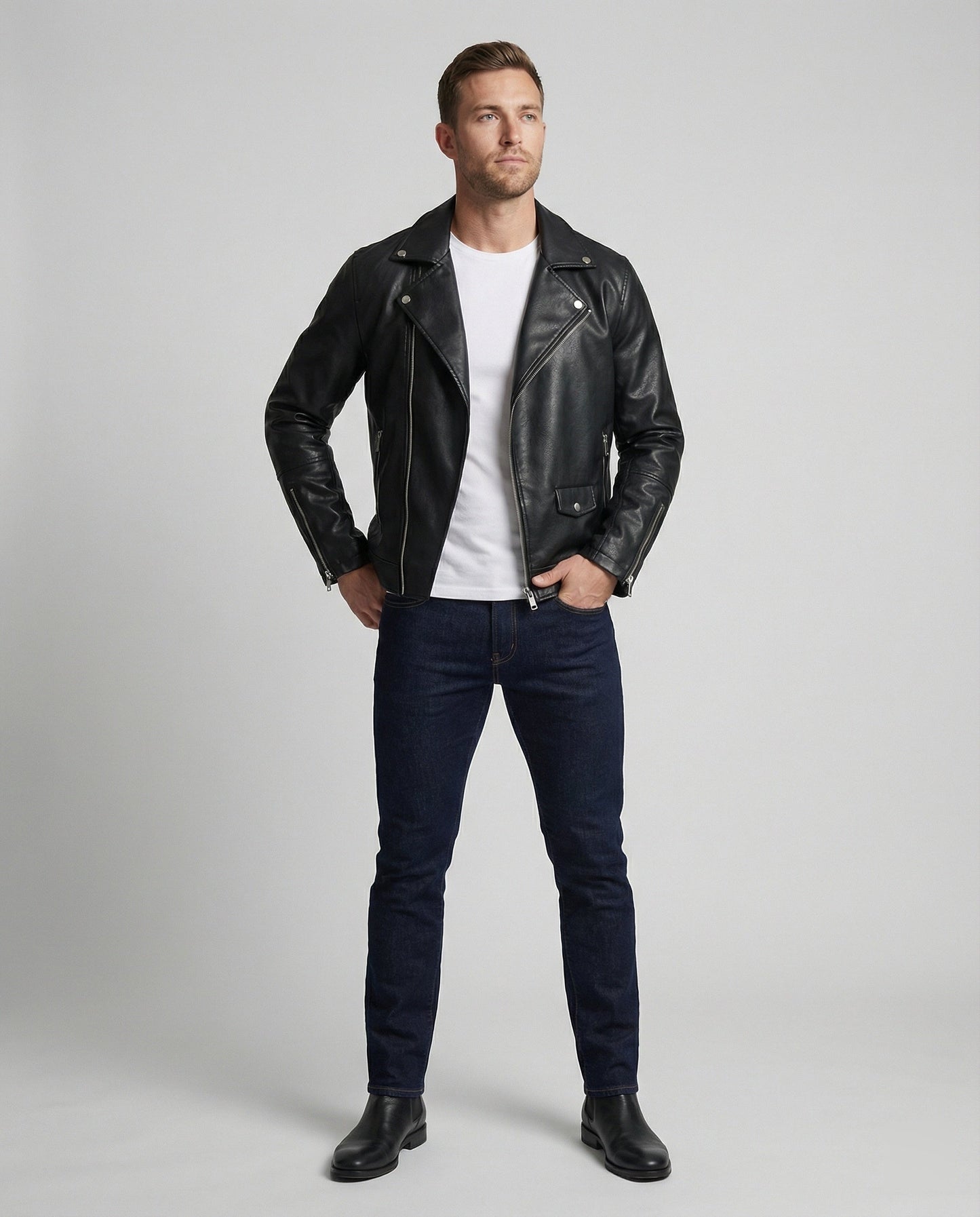 Herren Leder Motorradjacke Nappa