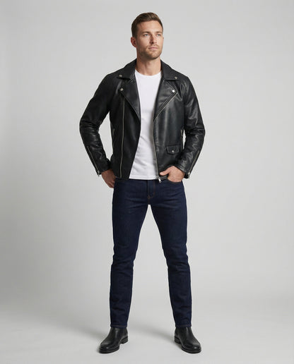 Herren Leder Motorradjacke Nappa