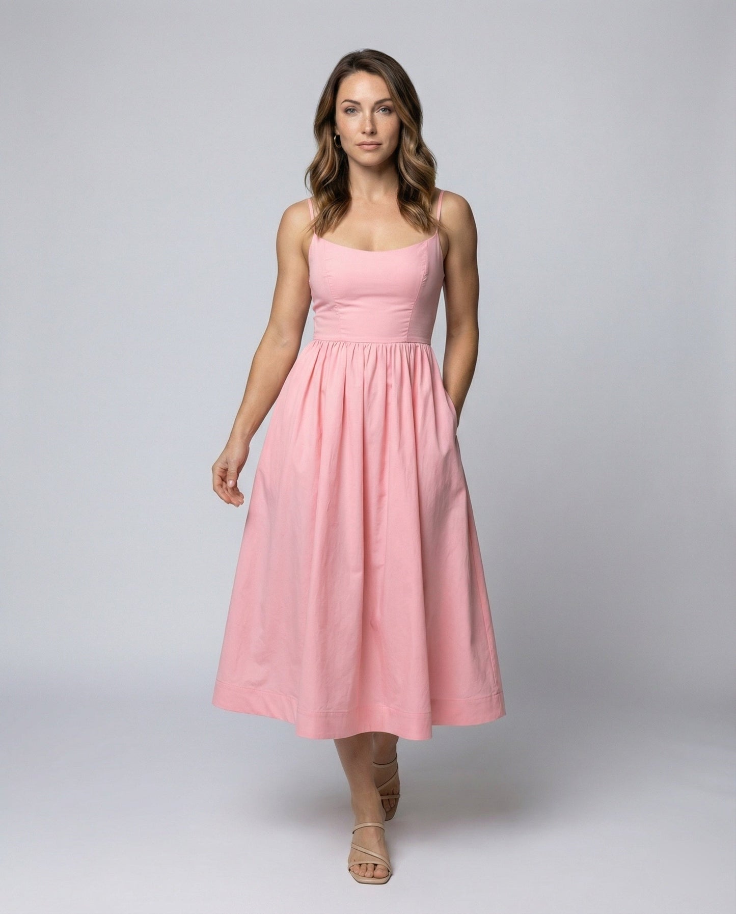 Eveloria Damenkleid Einfarbig U-Ausschnitt Strapsen - Eveloria