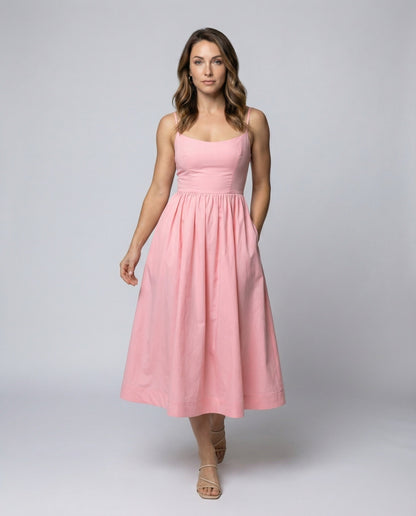 Eveloria Damenkleid Einfarbig U-Ausschnitt Strapsen - Eveloria