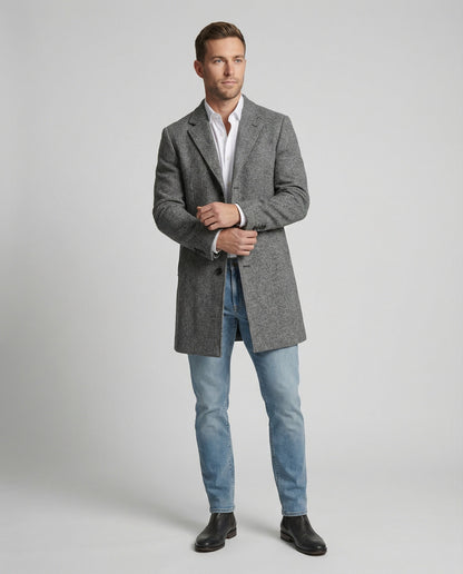 Herren Mantel Elegant Herbst Leder Braun