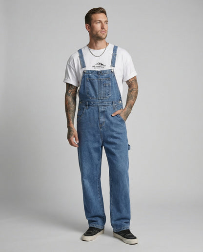 Herren Latzhose Jeans Weite Bein