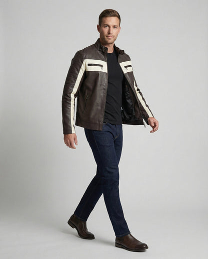 Herren Bikerjacke Kunstleder
