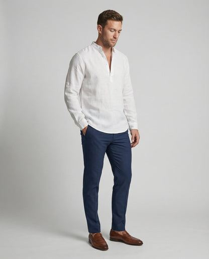 Herren Leinenhemd Elegantes Weiß