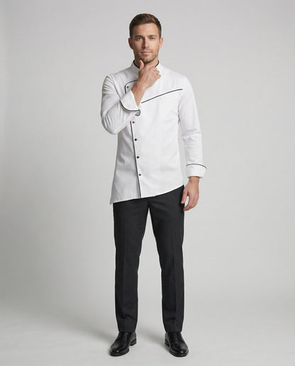 Herren Kochjacke Kontrast Elegant